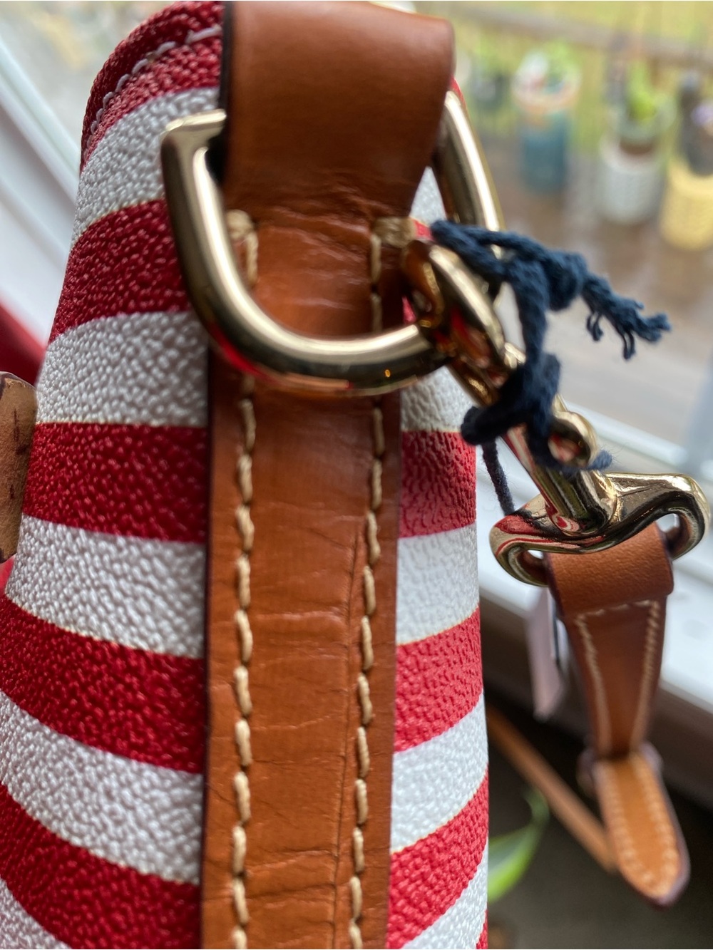 Dooney & Bourke Red and Cream Striped Crossbody Bag NWT - Picture 9 of 16
